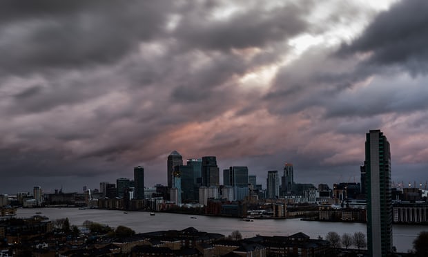 Storm Barney approaching London at sundown last week with more than 40mph winds. Photograph: Guy Corbishley/Corbis